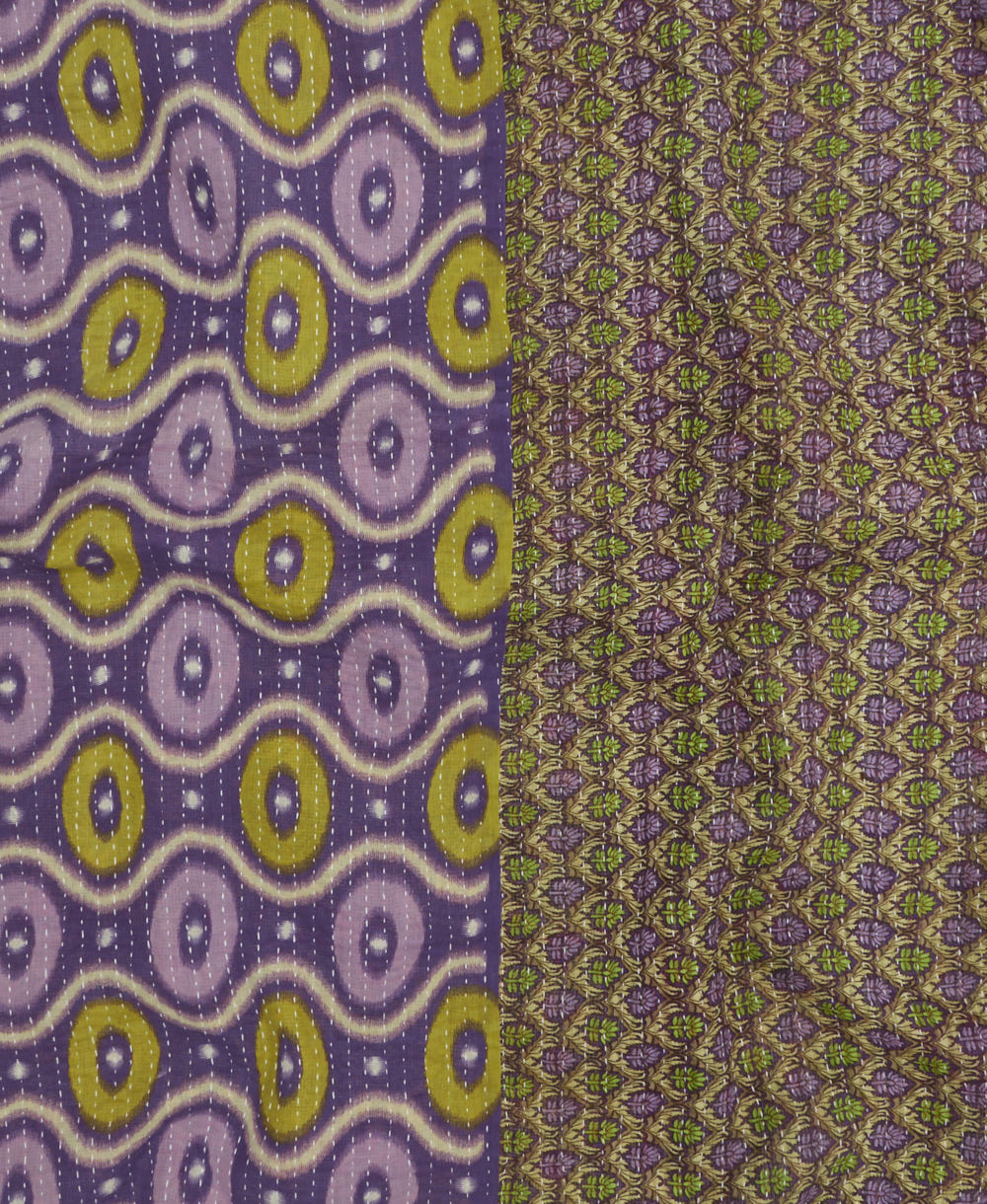 Kantha quilt throw featuring traditional kantha hand stitching