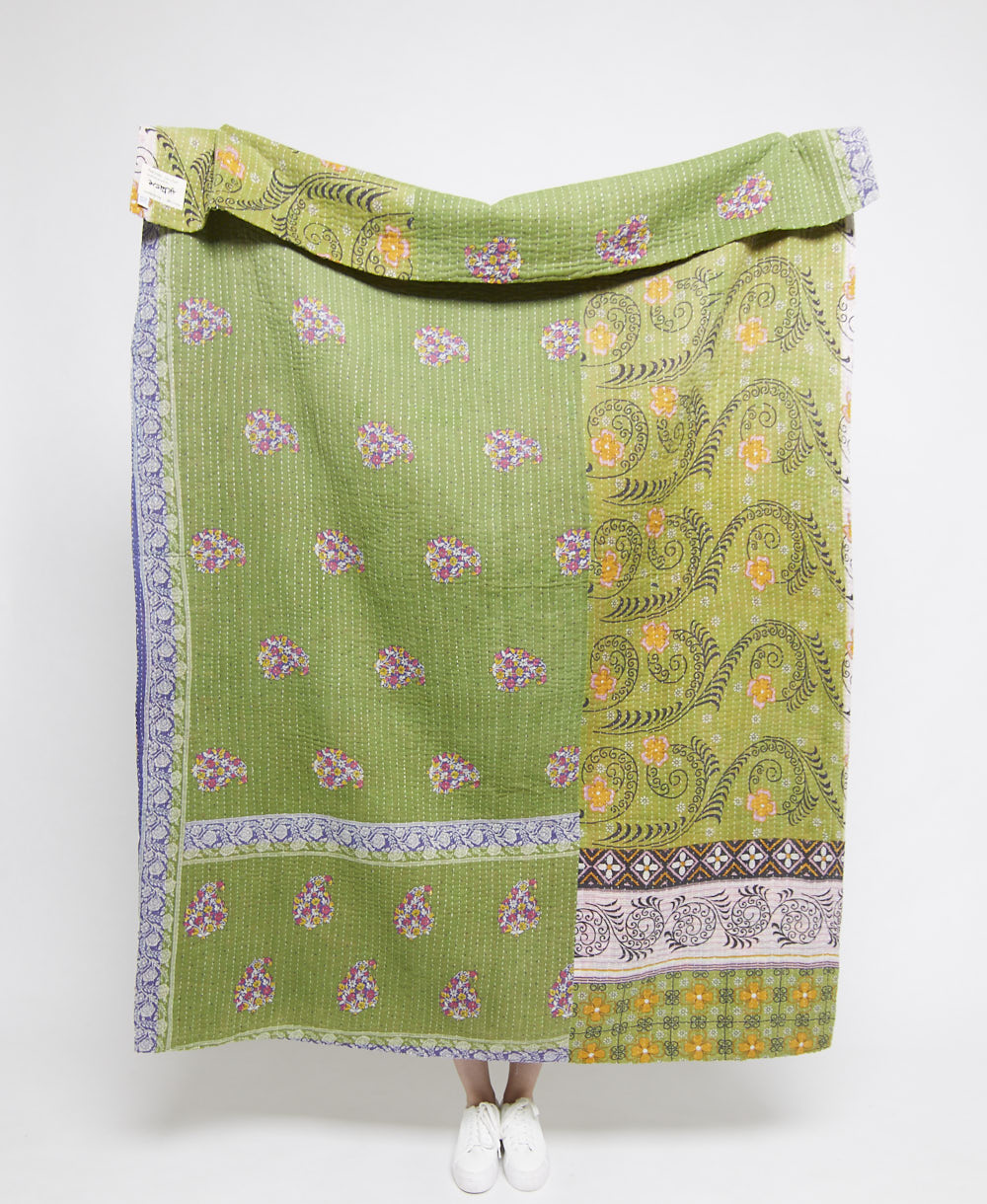Artisan made kantha quilt throw