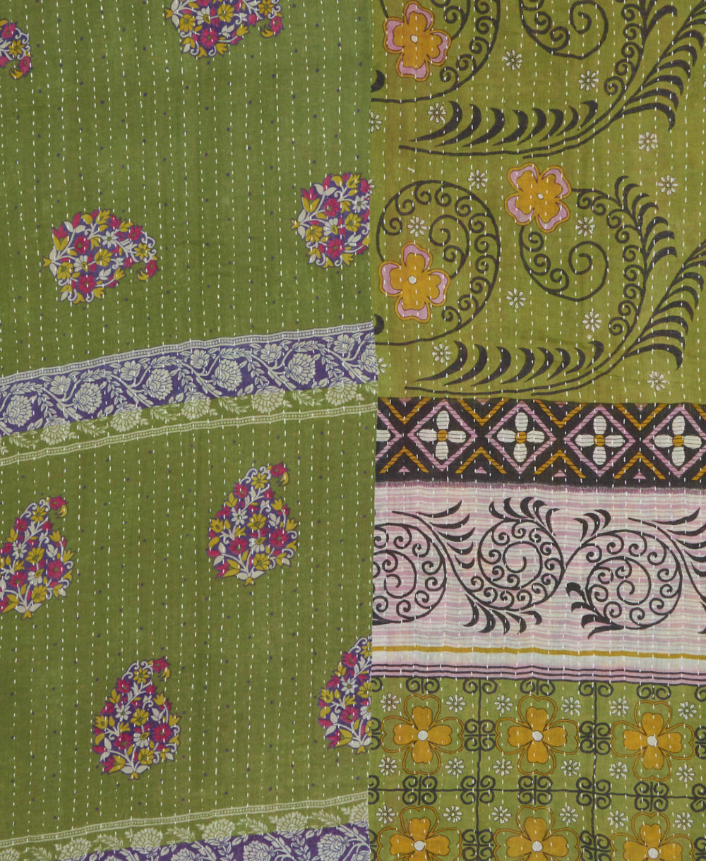 Kantha quilt throw made of recycled vintage saris