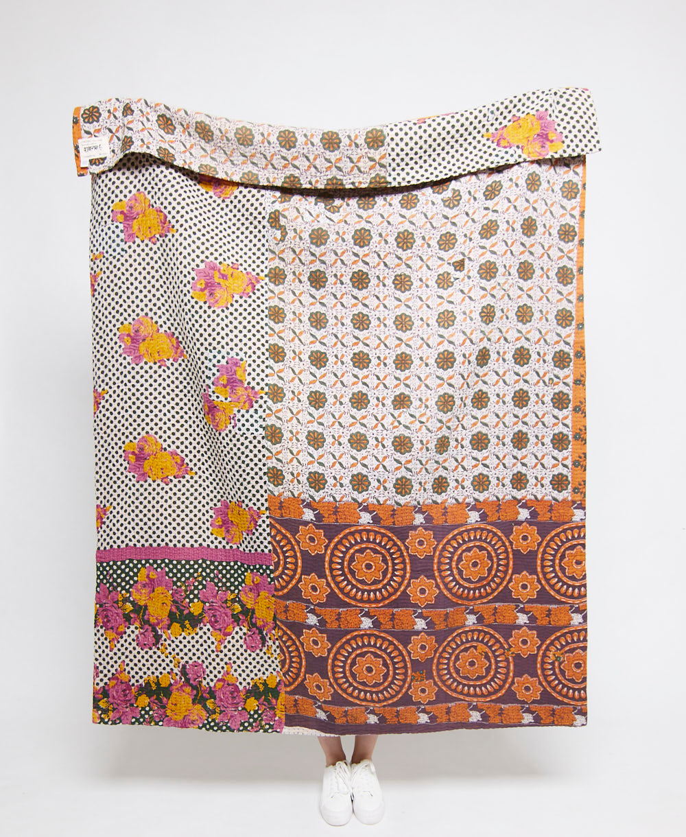 Artisan made kantha quilt throw