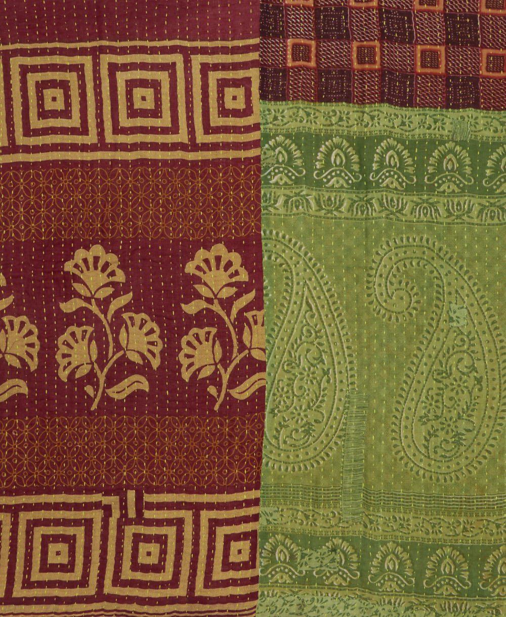 Kantha quilt throw made of recycled vintage saris