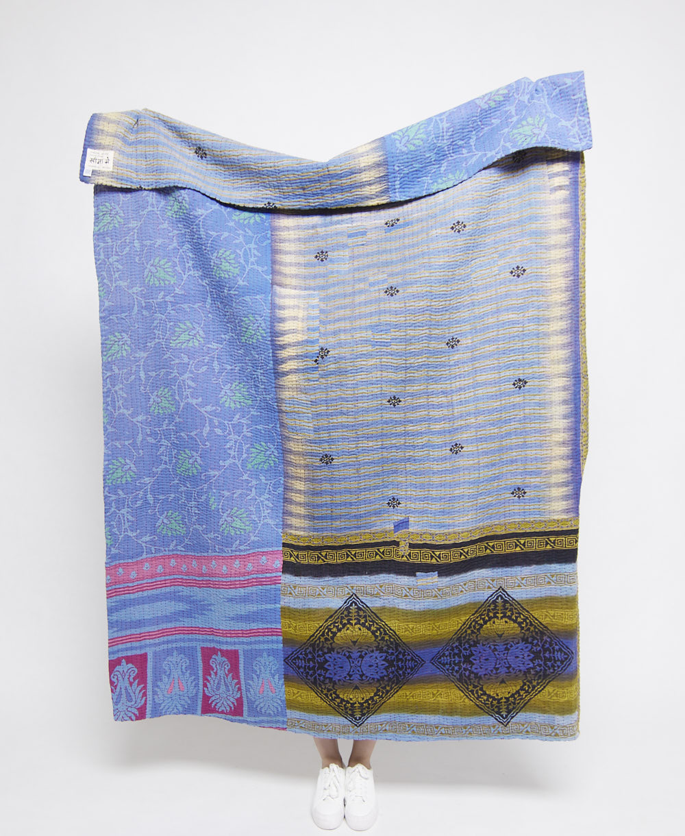 Artisan made kantha quilt throw