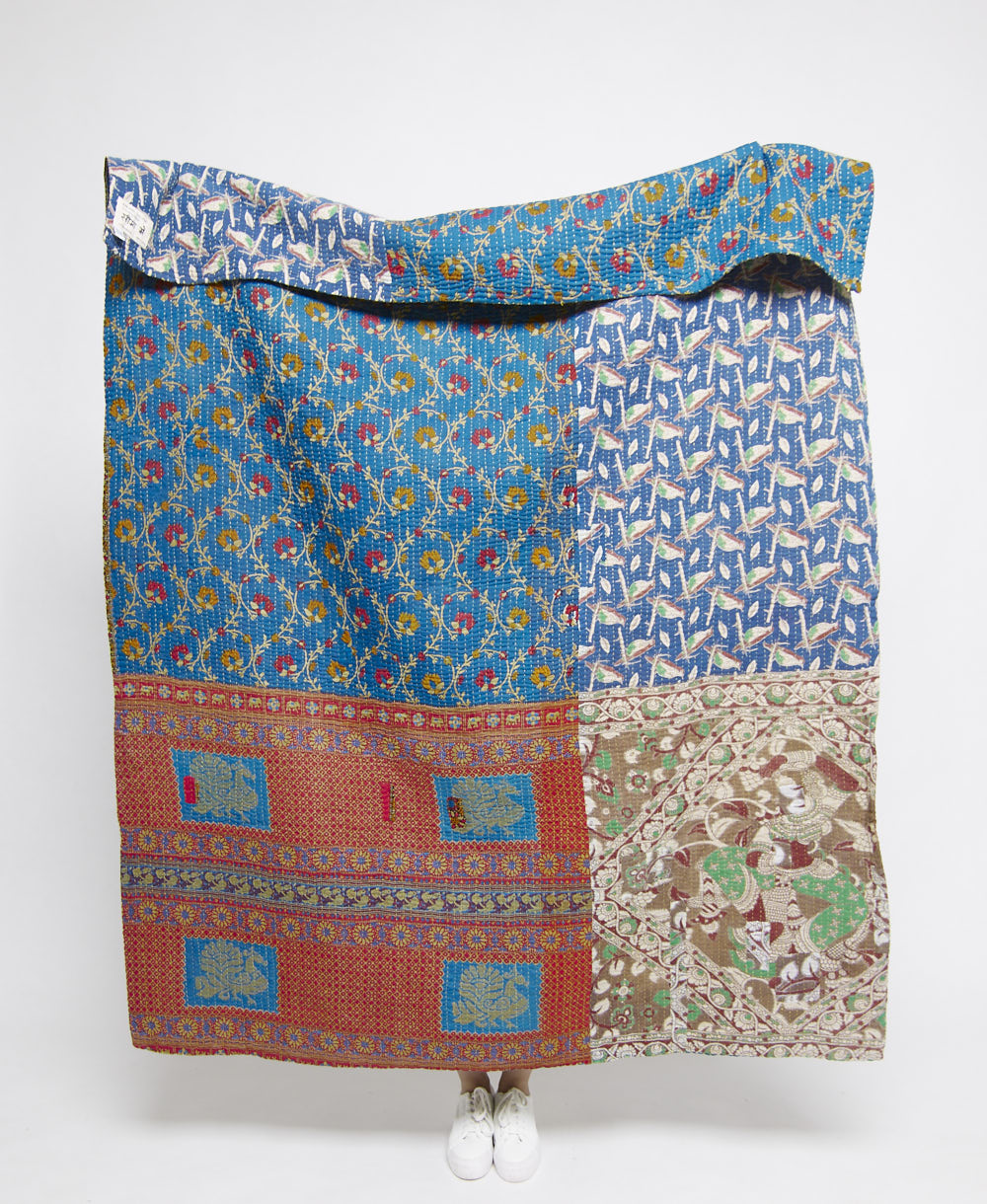 Artisan made kantha quilt throw