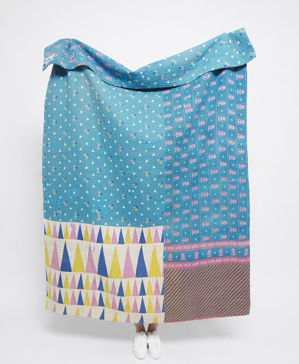 Artisan made kantha quilt throw