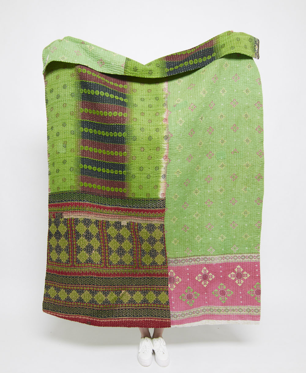 Artisan made kantha quilt throw