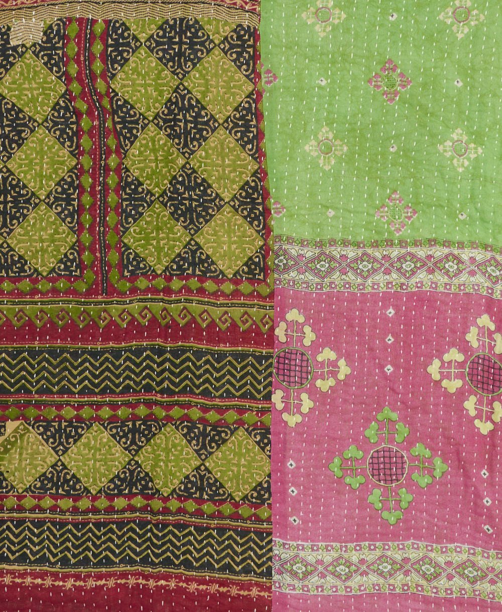 Kantha quilt throw made of recycled vintage saris