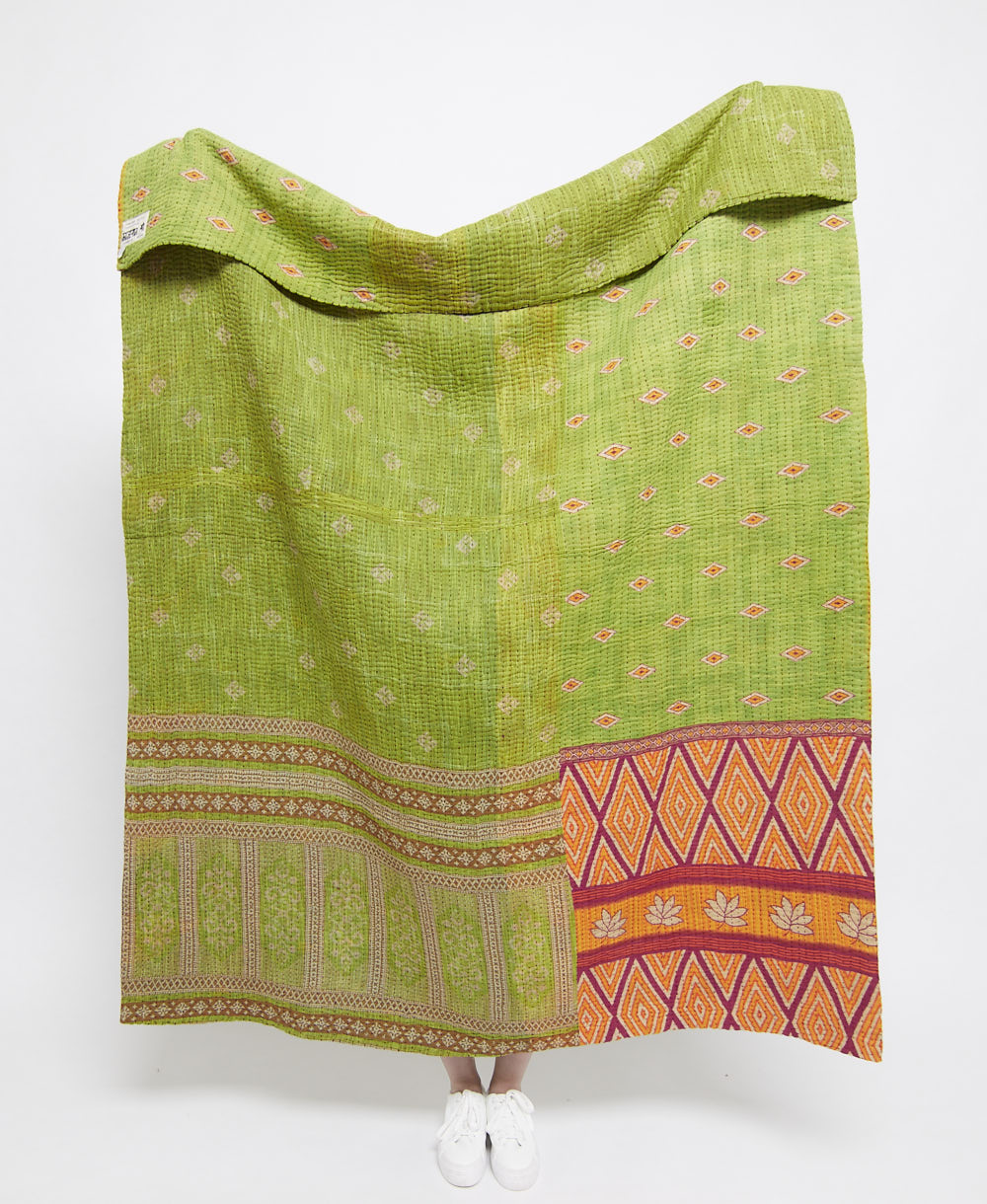 Artisan made kantha quilt throw