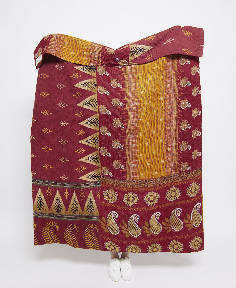 Artisan made kantha quilt throw