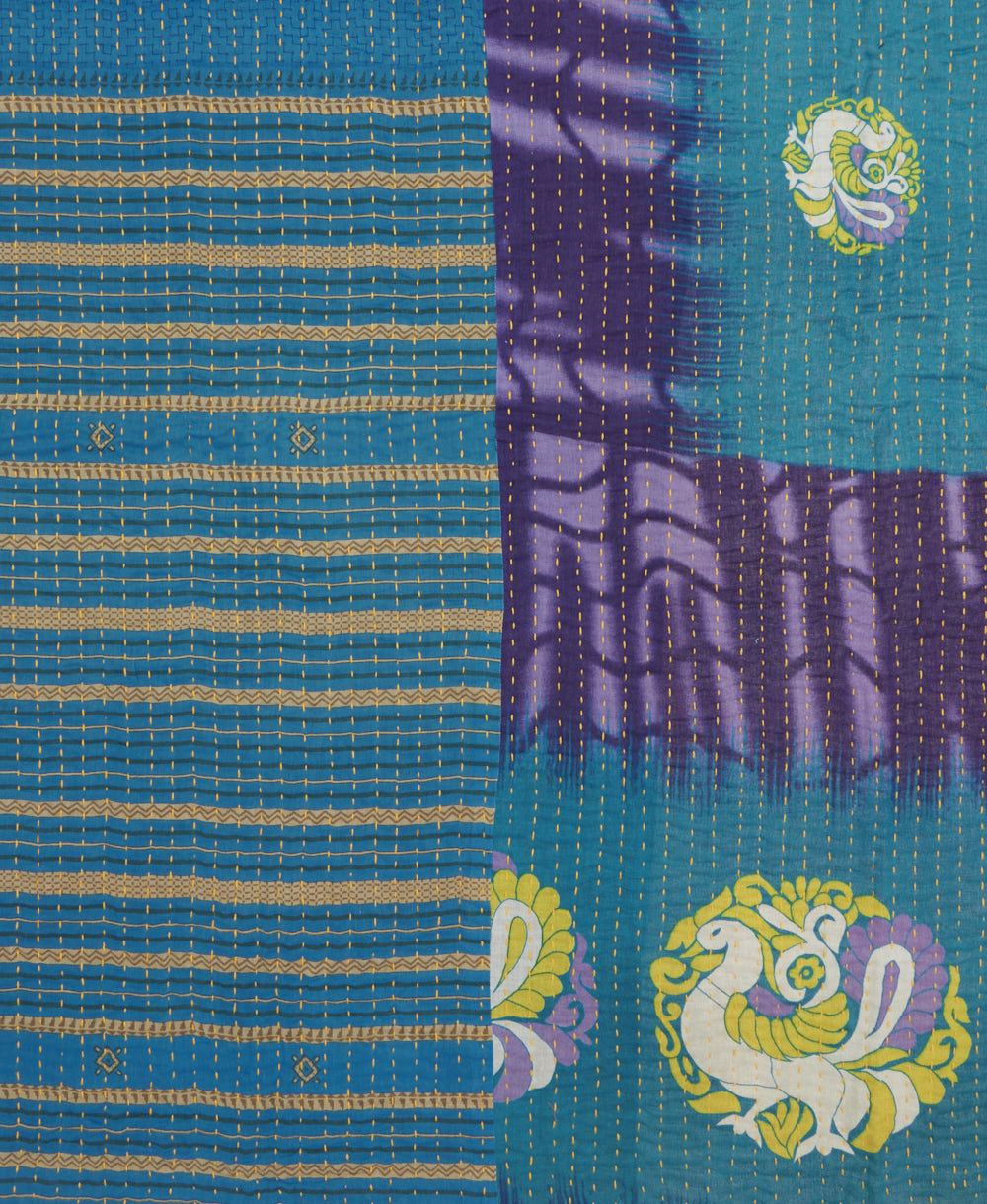 Kantha quilt throw made of recycled vintage saris