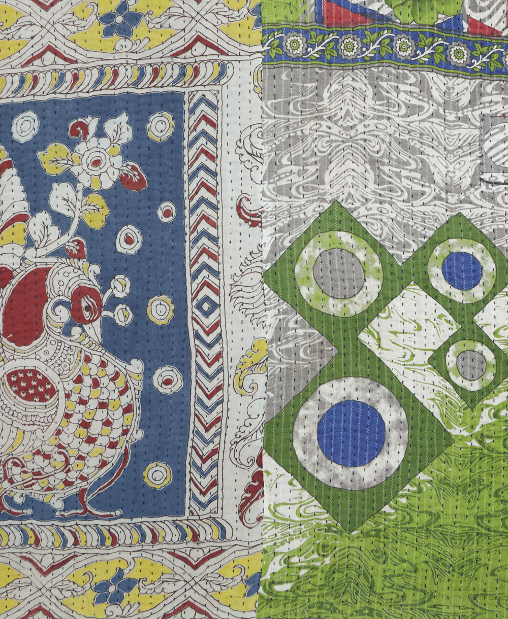 Kantha quilt throw made of recycled vintage saris
