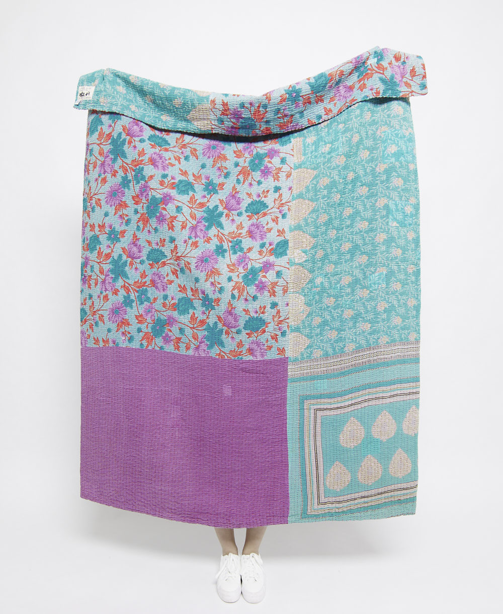 Artisan made kantha quilt throw