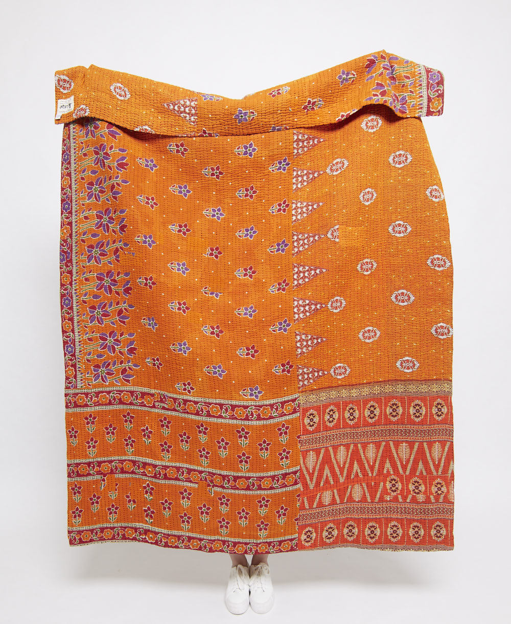 Artisan made kantha quilt throw