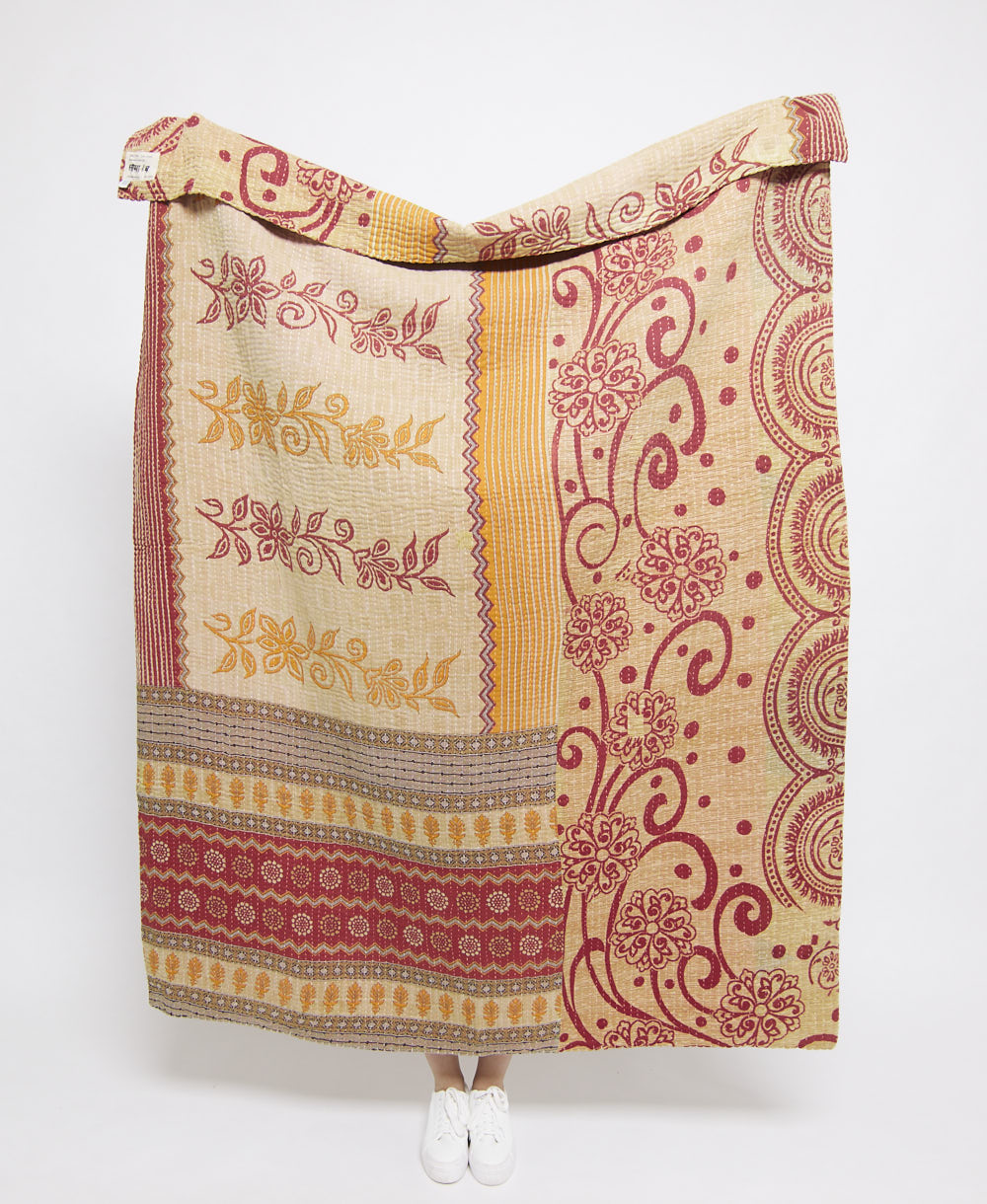 Artisan made kantha quilt throw