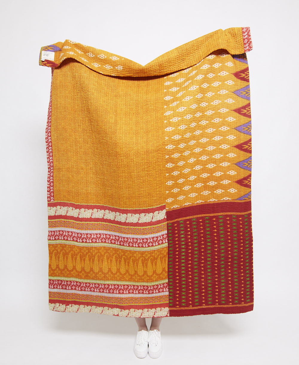 Artisan made kantha quilt throw