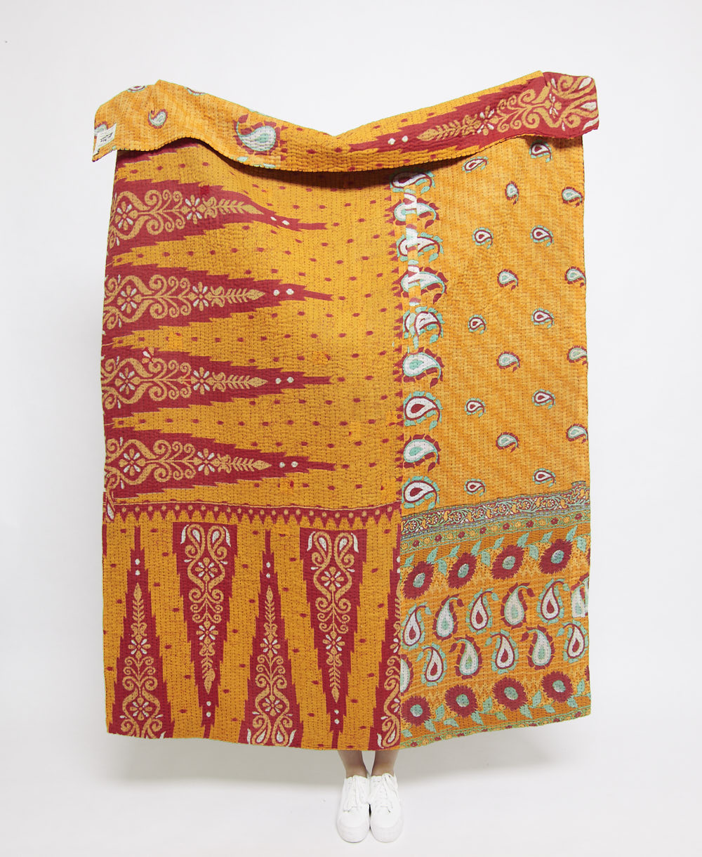 Artisan made kantha quilt throw