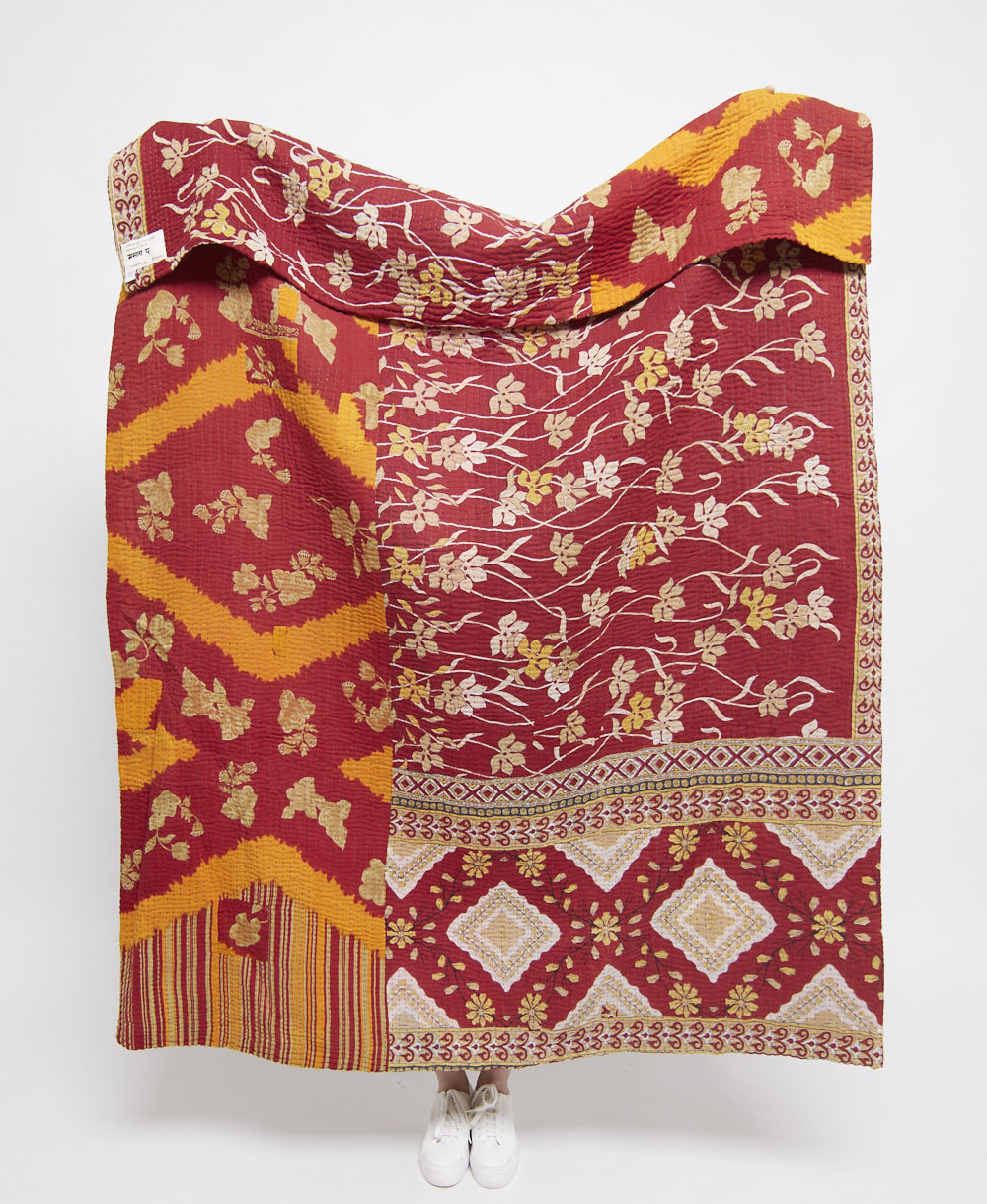 Artisan made kantha quilt throw