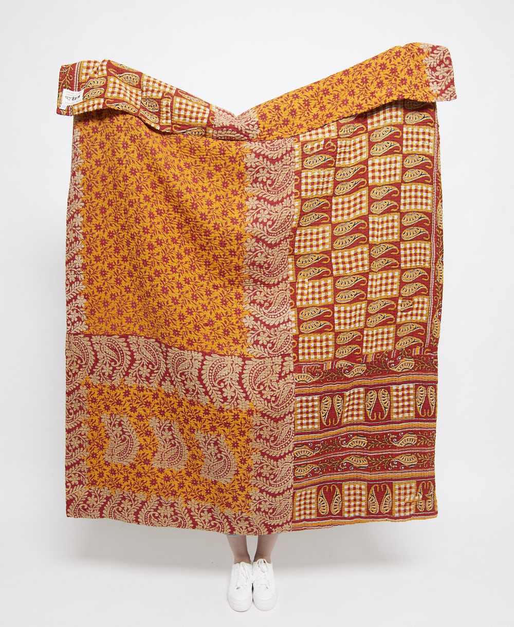 Artisan made kantha quilt throw