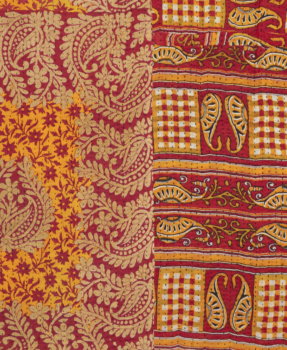 Kantha quilt throw made of recycled vintage saris