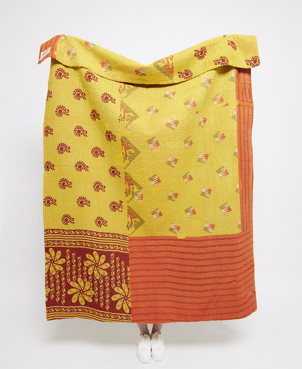 Artisan made kantha quilt throw