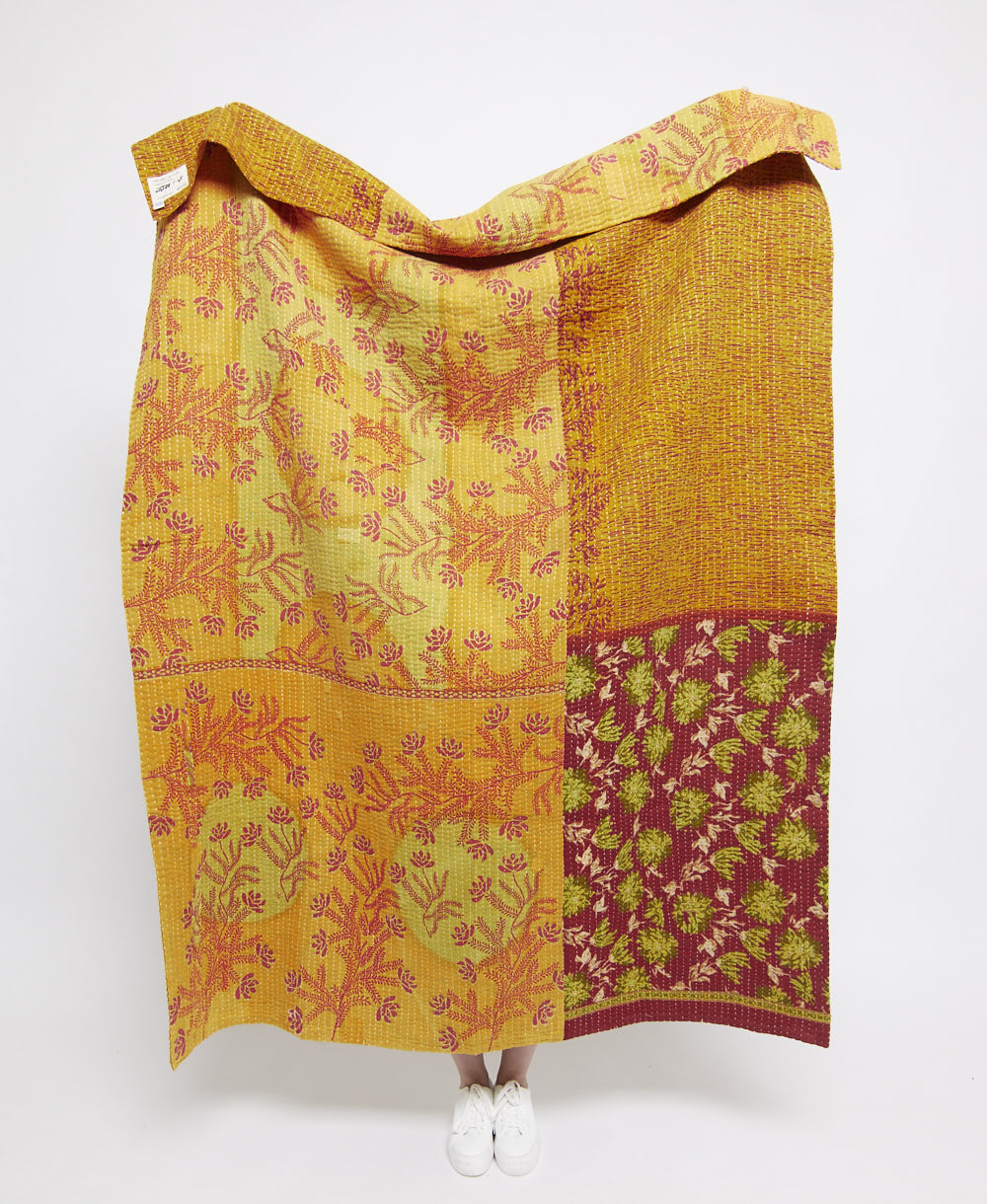 Artisan made kantha quilt throw