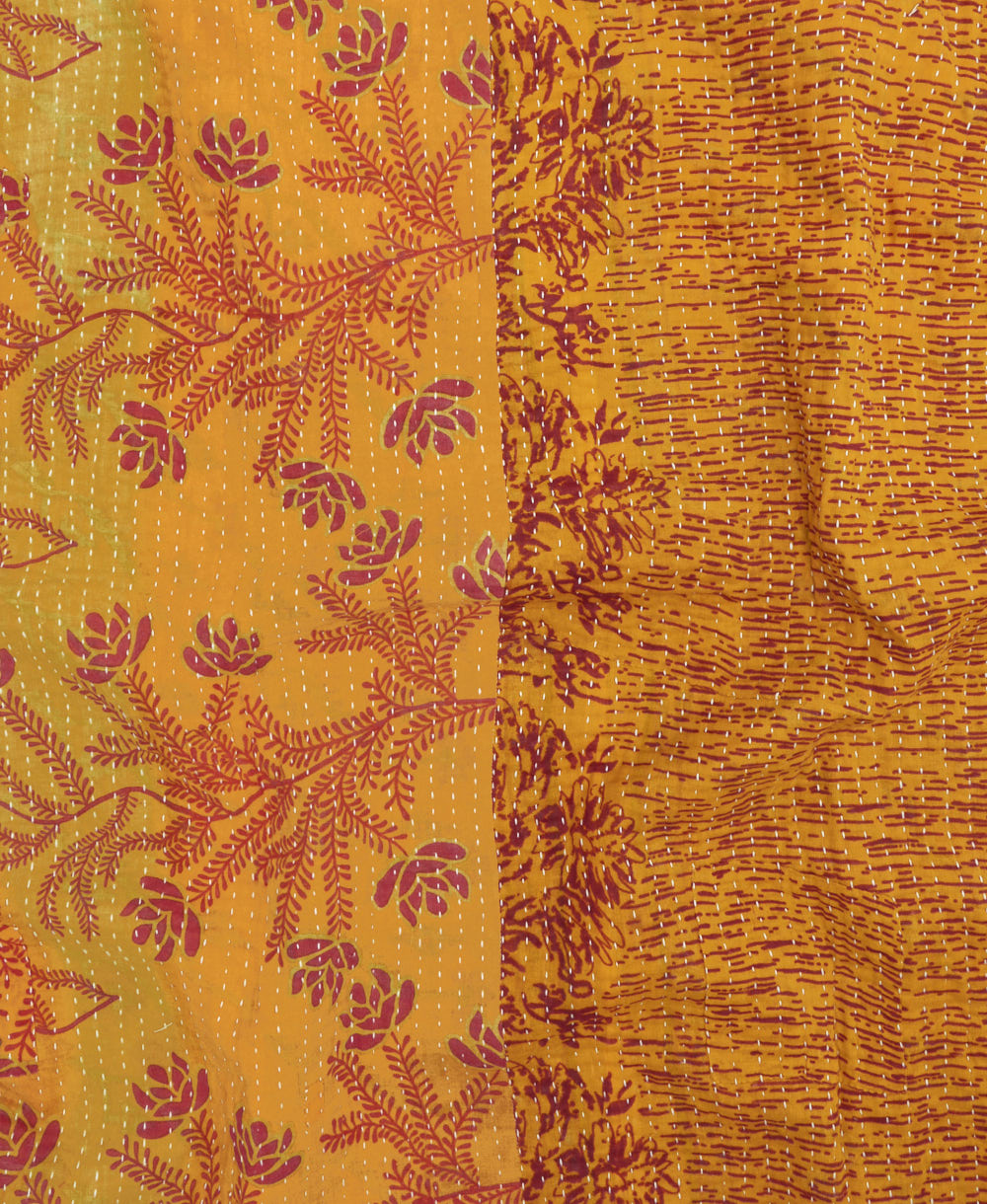 Kantha quilt throw made of recycled vintage saris