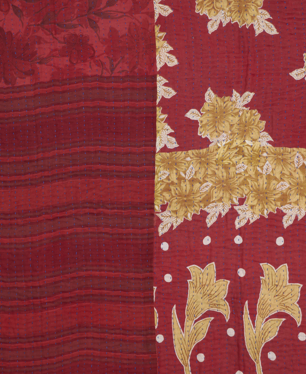 Kantha quilt throw featuring traditional kantha hand stitching