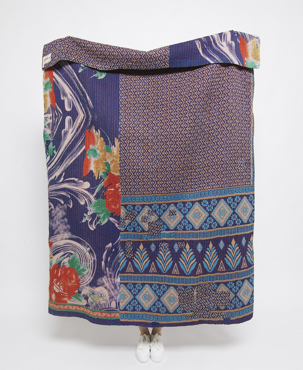 Artisan made kantha quilt throw