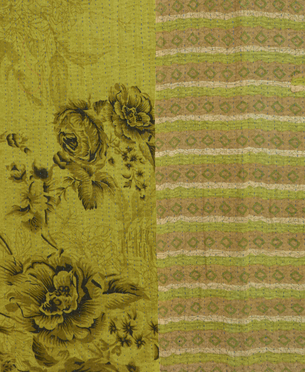 Kantha quilt throw made of recycled vintage saris