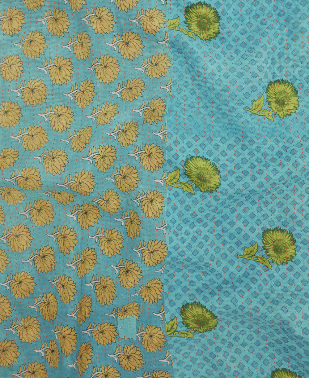 Kantha quilt throw made of recycled vintage saris