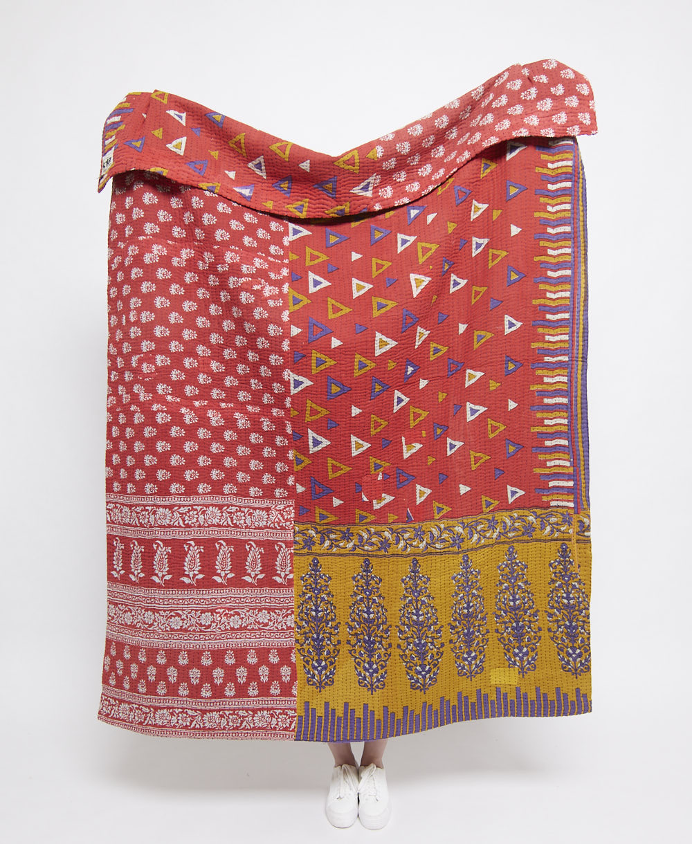 Artisan made kantha quilt throw