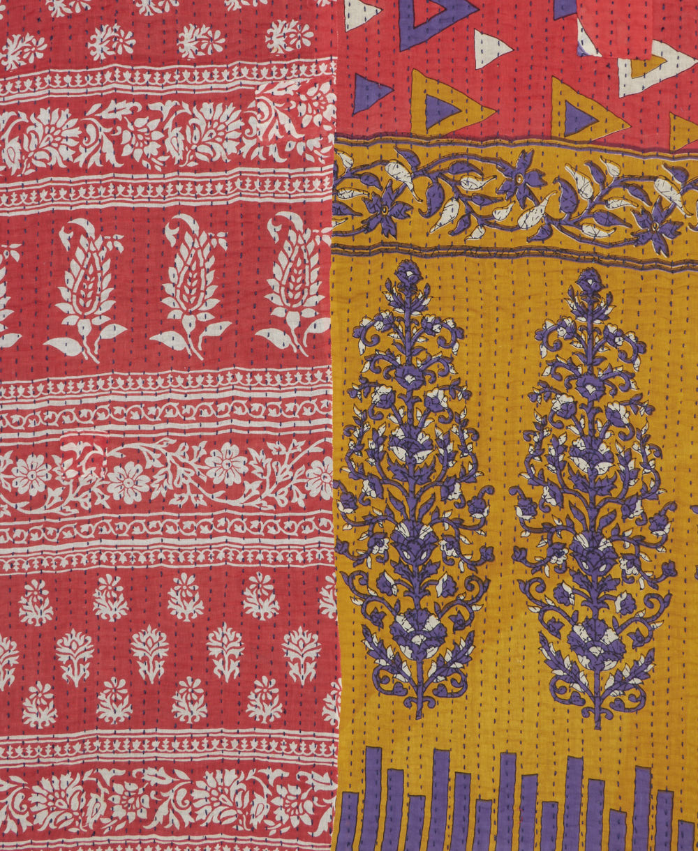 Kantha quilt throw made of recycled vintage saris