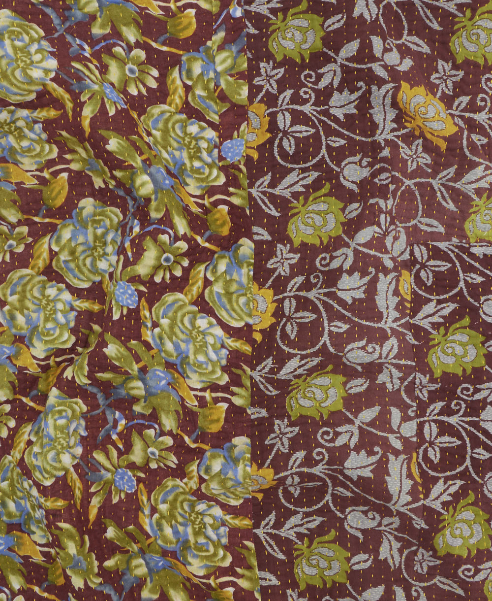 Kantha quilt throw made of recycled vintage saris