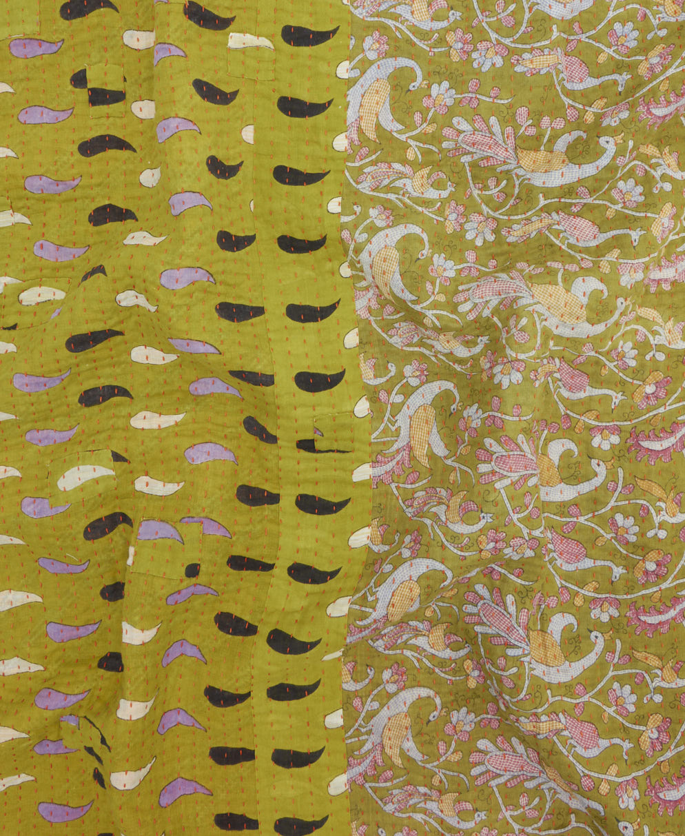 Kantha quilt throw made of recycled vintage saris