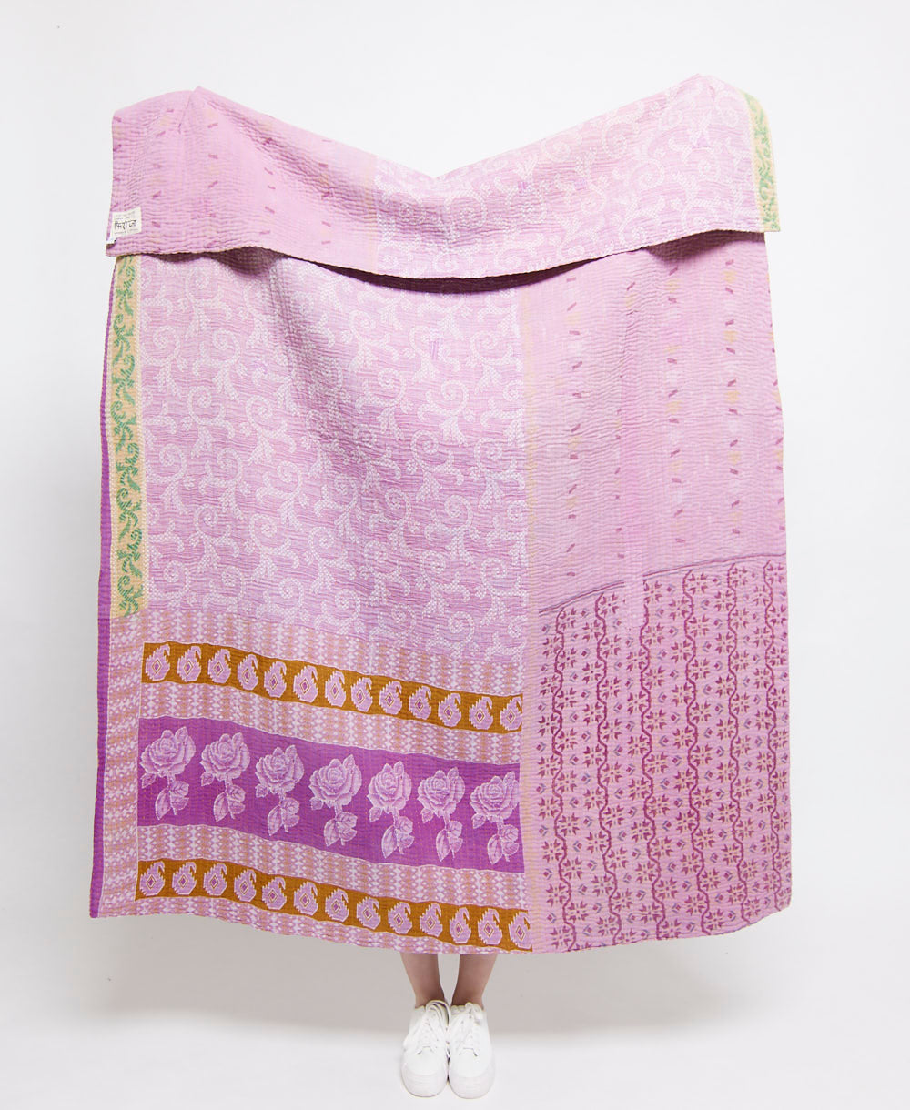 Artisan made kantha quilt throw