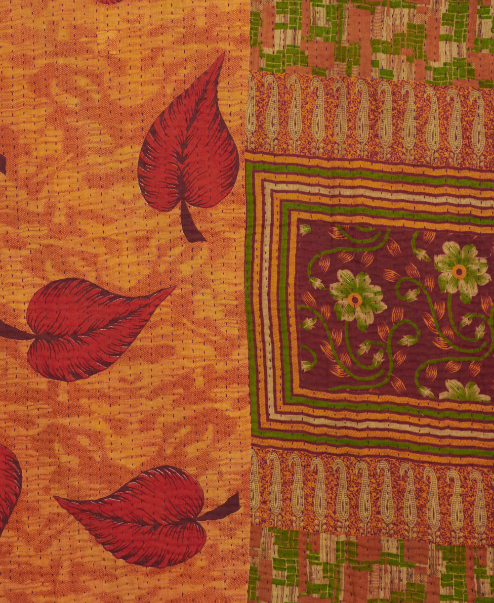 Kantha quilt throw made of recycled vintage saris