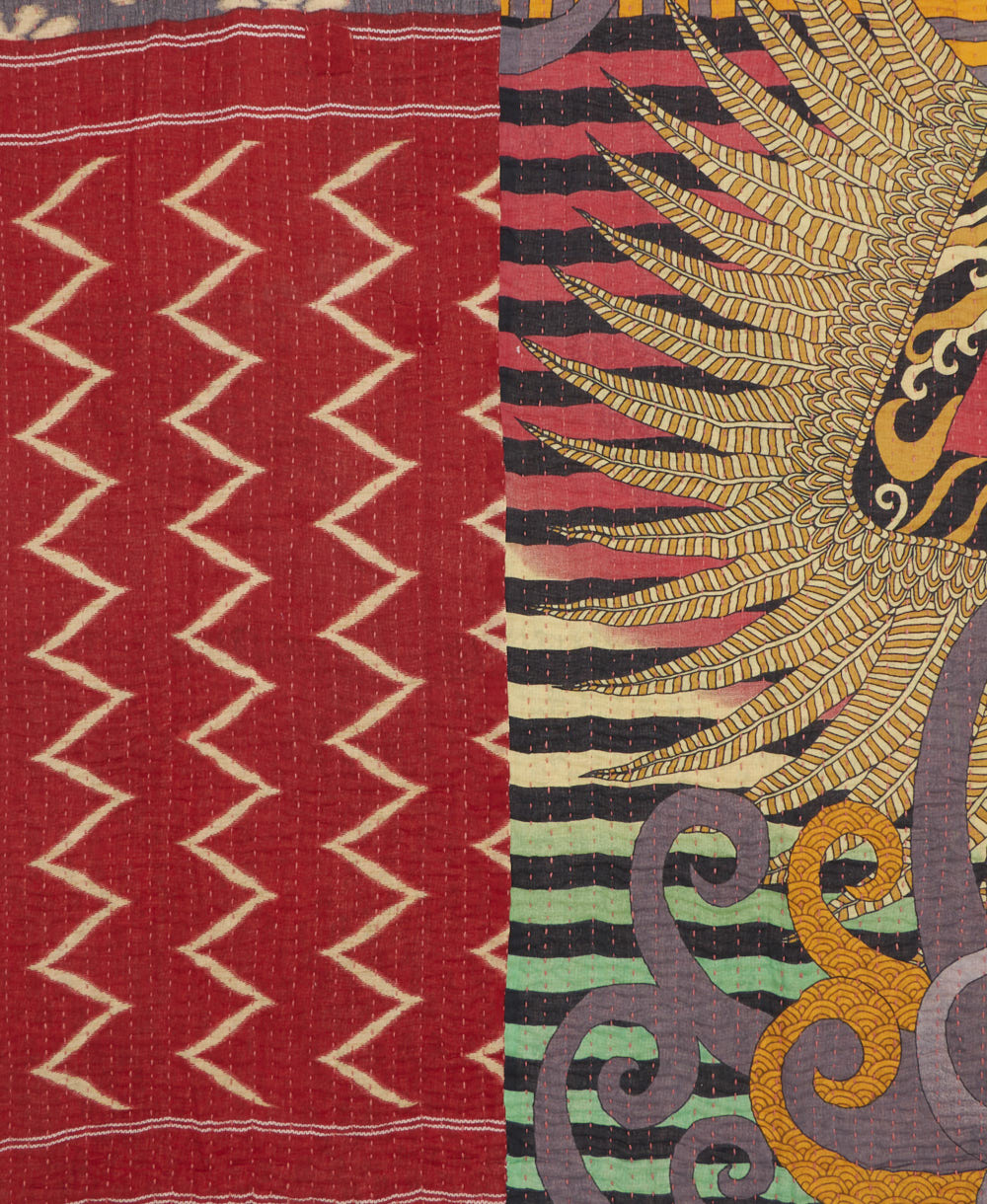 Kantha quilt throw made of recycled vintage saris
