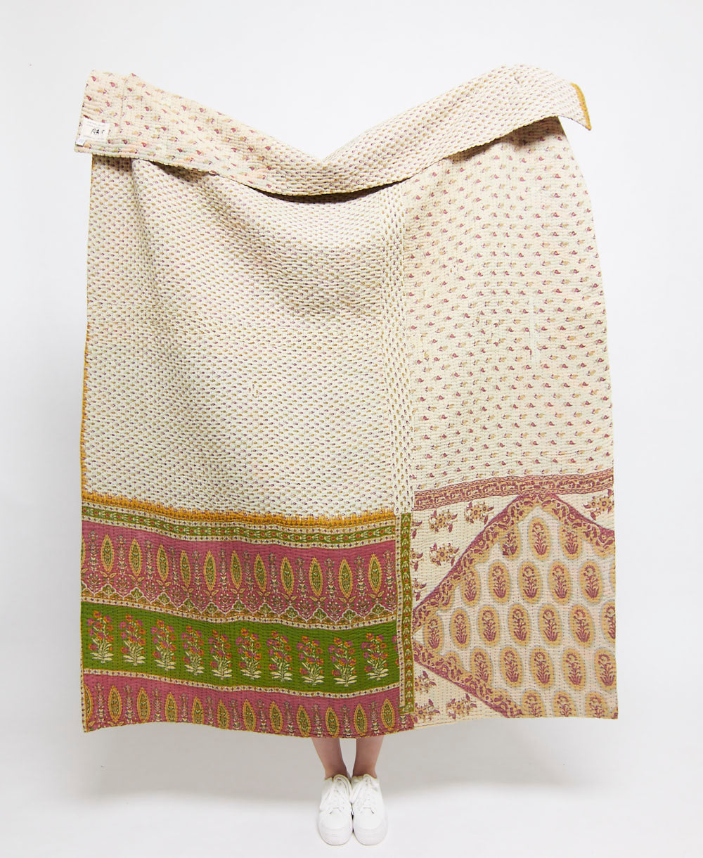 Artisan made kantha quilt throw