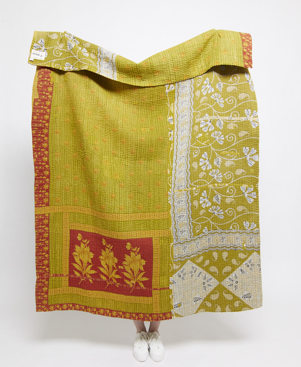 Artisan made kantha quilt throw