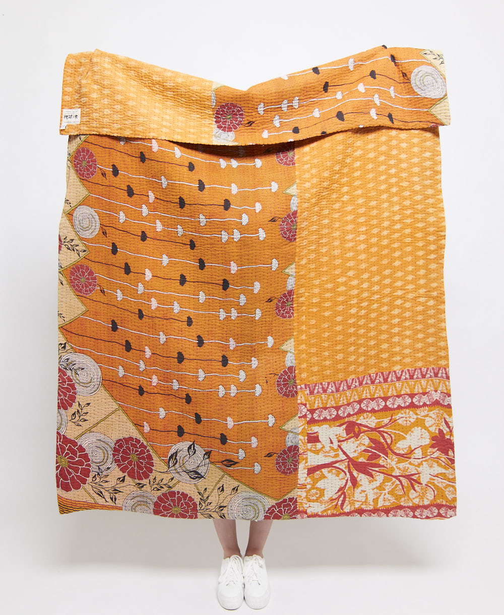 Artisan made kantha quilt throw