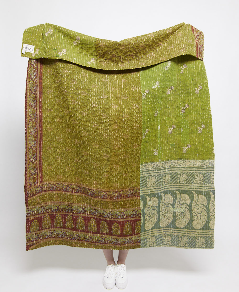 Artisan made kantha quilt throw