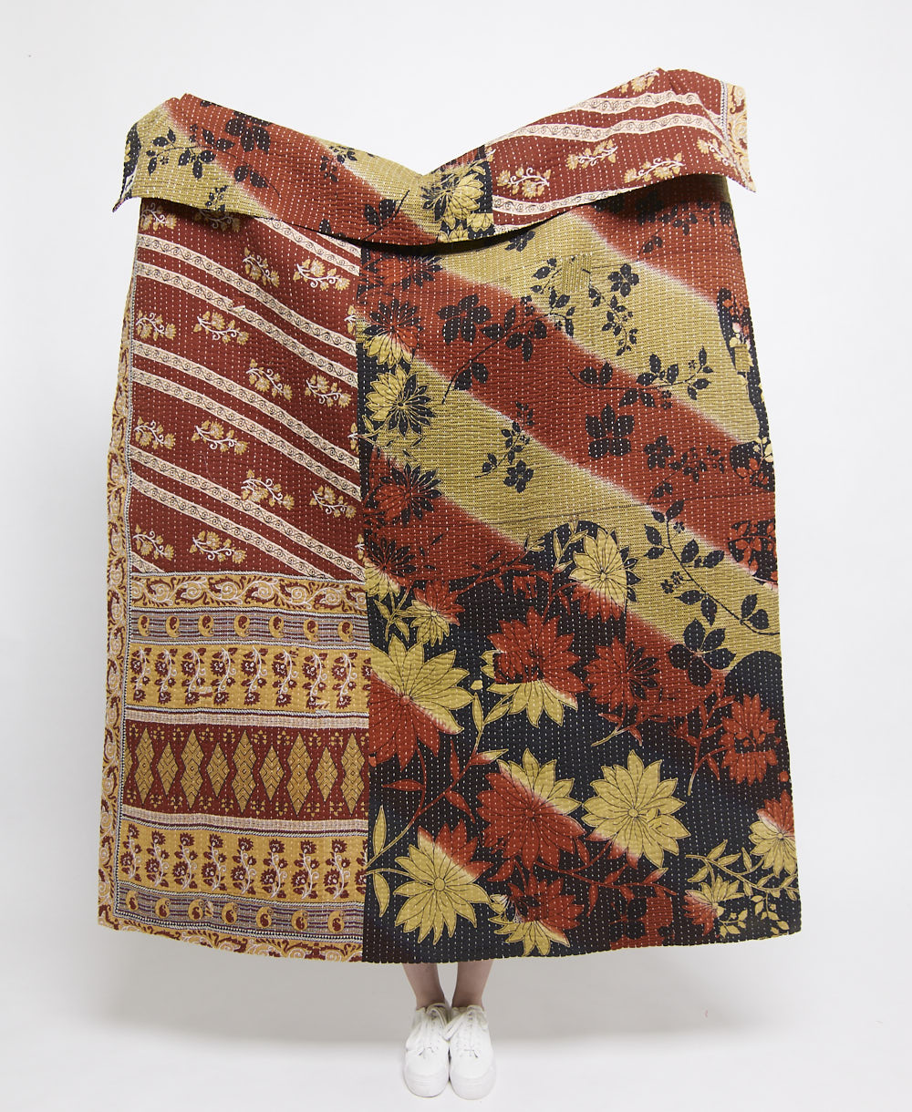 Artisan made kantha quilt throw