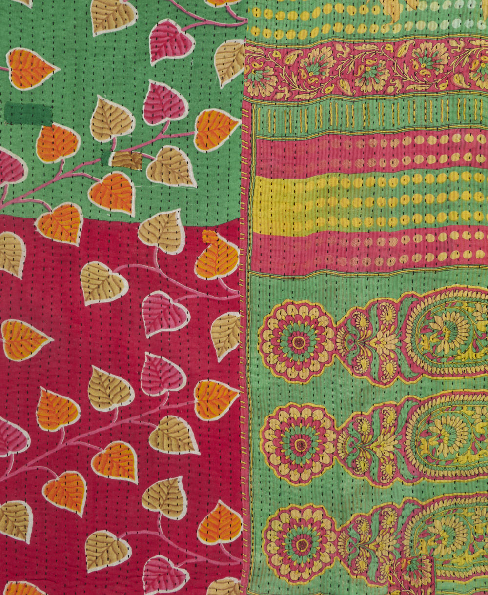 Kantha quilt throw made of recycled vintage saris