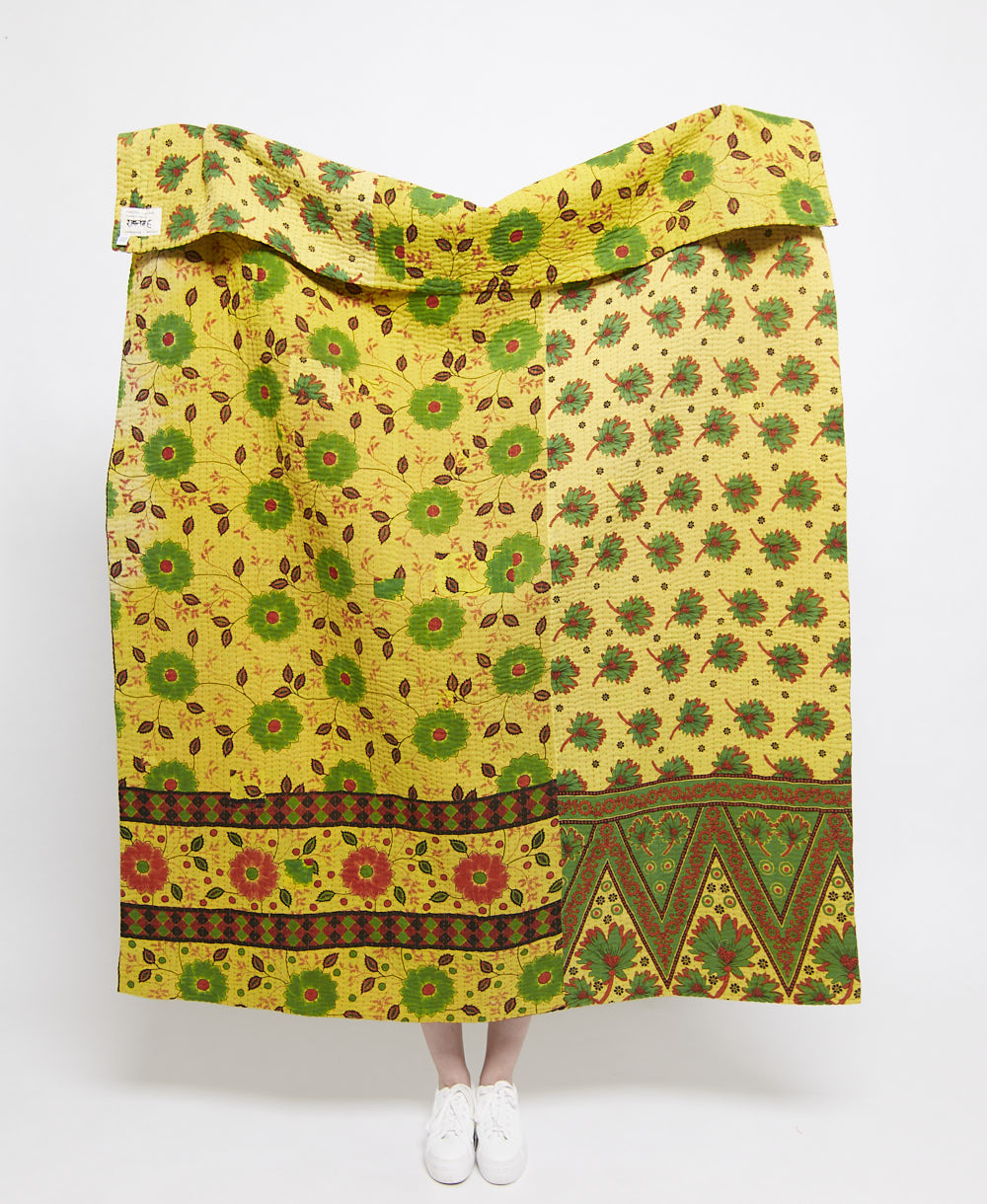 Artisan made kantha quilt throw