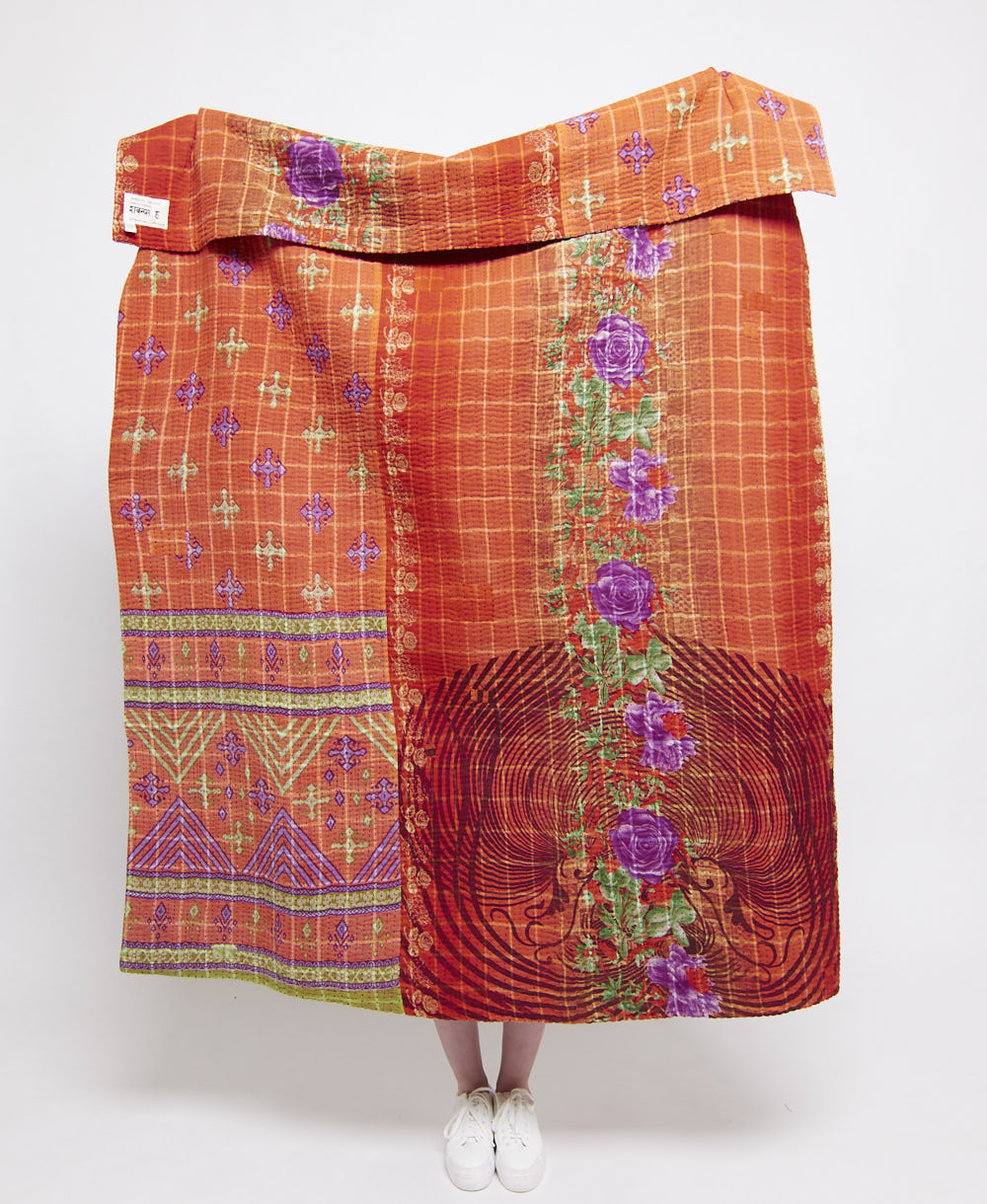 Artisan made kantha quilt throw