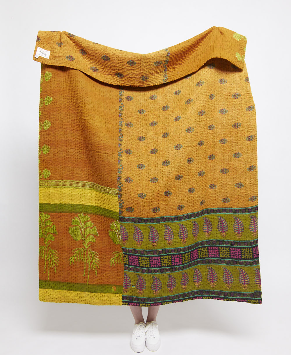 Artisan made kantha quilt throw
