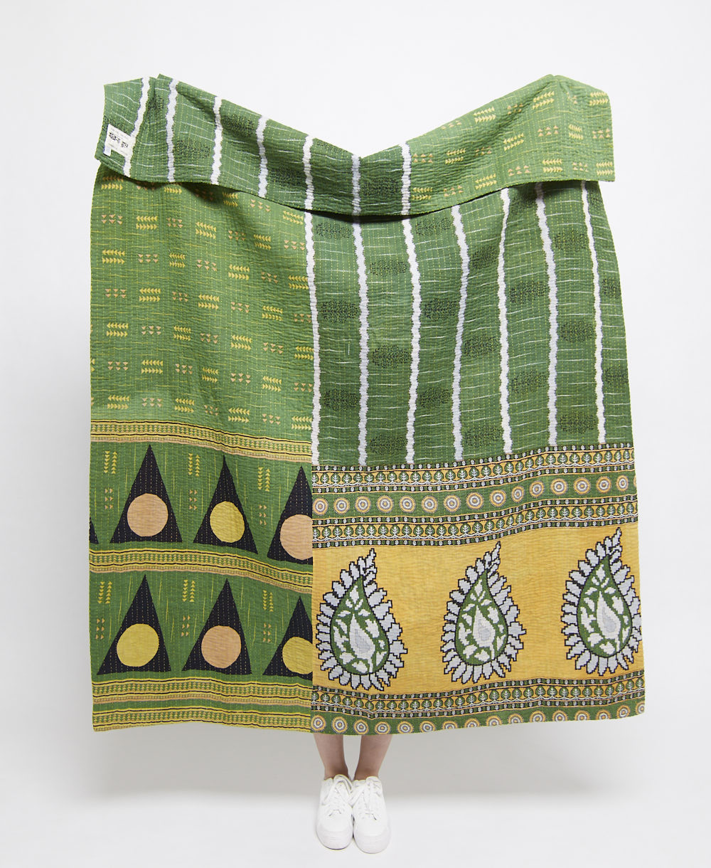 Artisan made kantha quilt throw