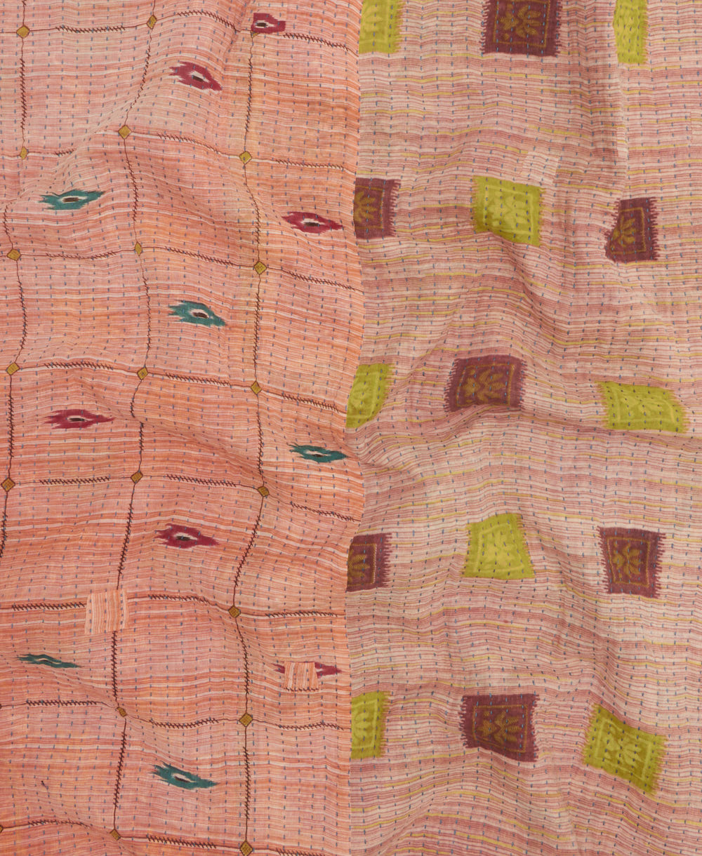 Kantha quilt throw made of recycled vintage saris