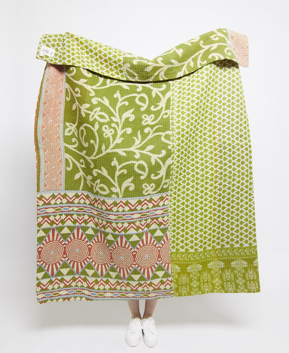 Artisan made kantha quilt throw