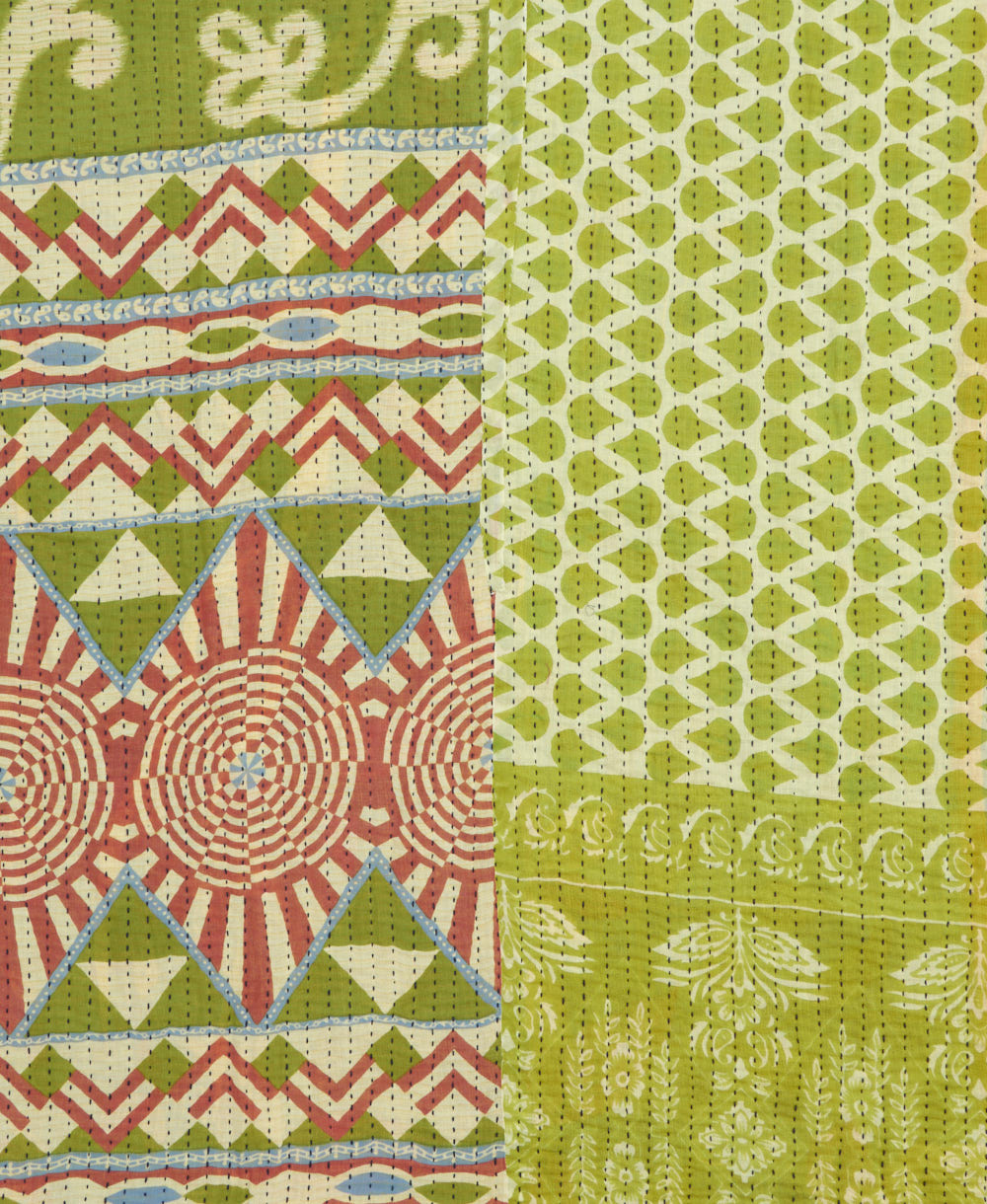 Kantha quilt throw made of recycled vintage saris