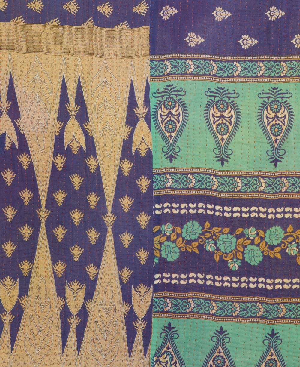Kantha quilt throw made of recycled vintage saris